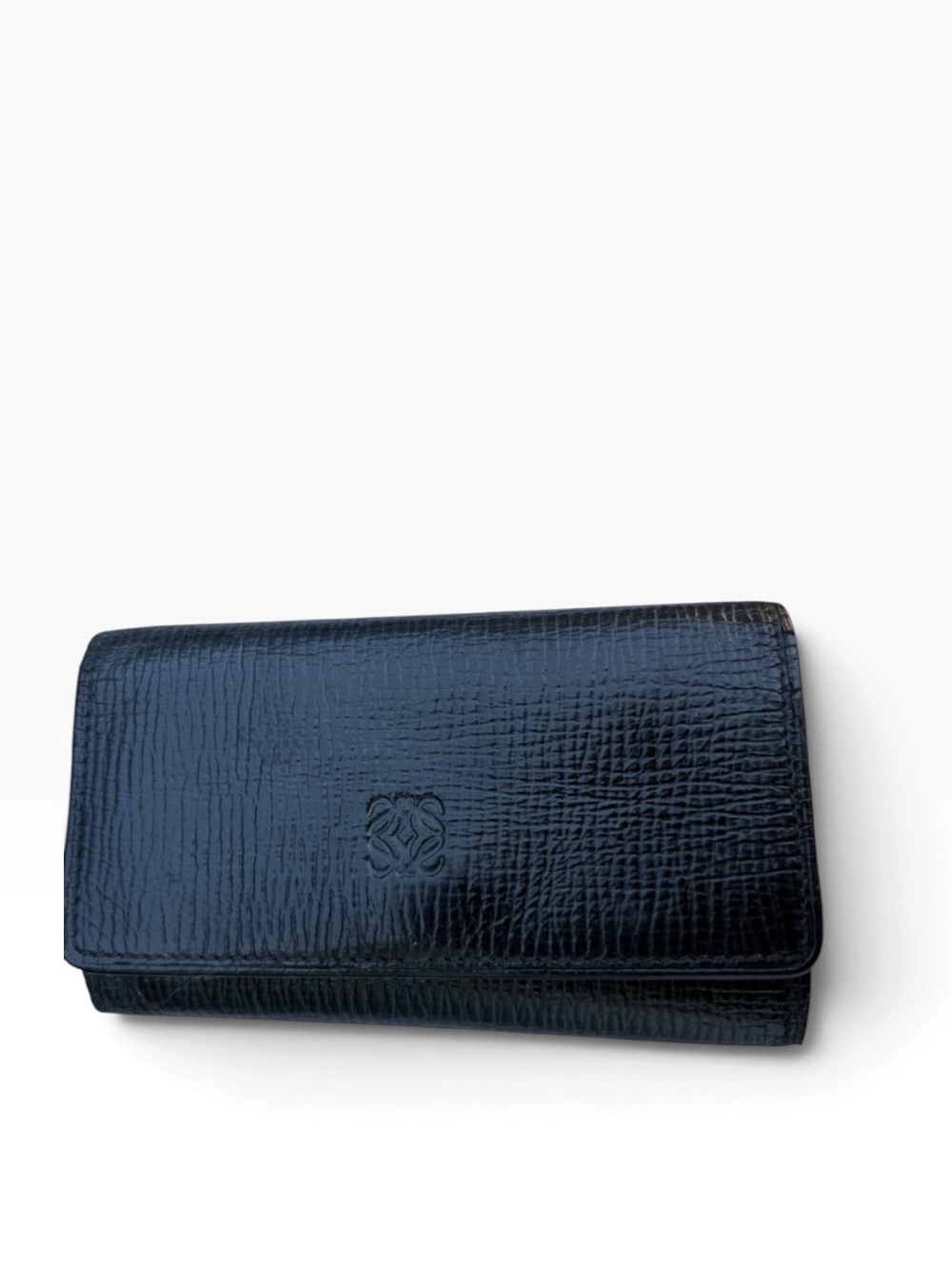 Loewe Black Textured Leather 6-Key Holder Case – Vintage Anagram Snap Wallet